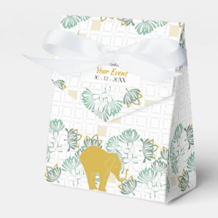Elephant Safari Floral Green Gold   Babydusche Geschenkschachtel