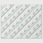 Elephant Safari Green | Babydusche Geschenkpapier (Flach)