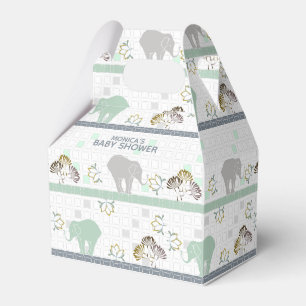 Elephant Safari Green   Babydusche Geschenkschachtel