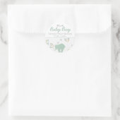 Elephant Safari Green Neutral | Geburtsankündigung Runder Aufkleber (Tasche)