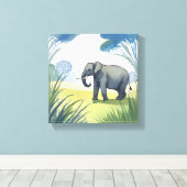 Elephant Safari | Schöne Natur Wasserfarbe Leinwanddruck (Insitu (Holzboden))