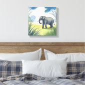 Elephant Safari | Schöne Natur Wasserfarbe Leinwanddruck (Insitu (Schlafzimmer))