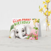 Elephant Safari Tropischer Dschungel Funny Geburts Karte (Gelbe Blume)