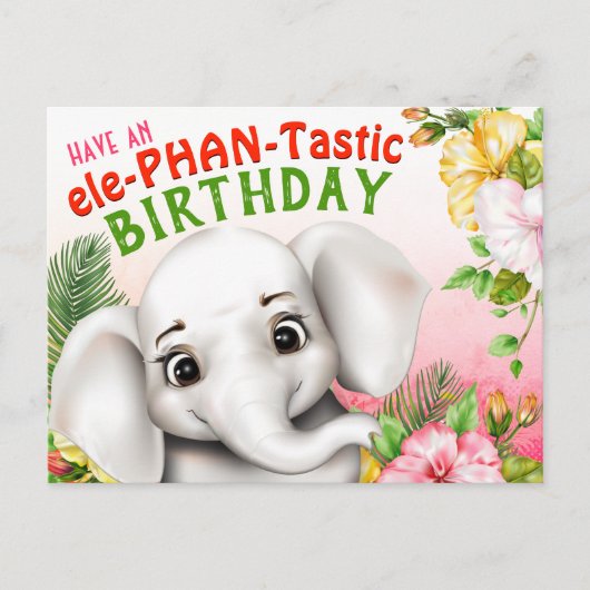 Elephant Safari Tropischer Dschungel Postkarte (Vorderseite)