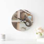 Elephant Sanctuary Große Wanduhr (Zuhause)