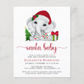 Elephant Santa Baby Girl Einladung (Vorderseite)