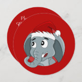 Elephant Santa Christmas Party - Einladung (Vorne/Hinten)