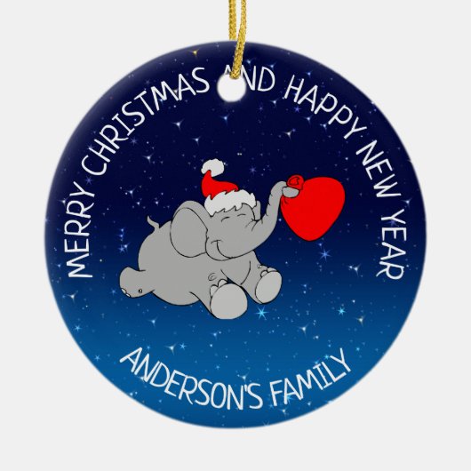 Elephant Santa Keramik Ornament (Vorne)