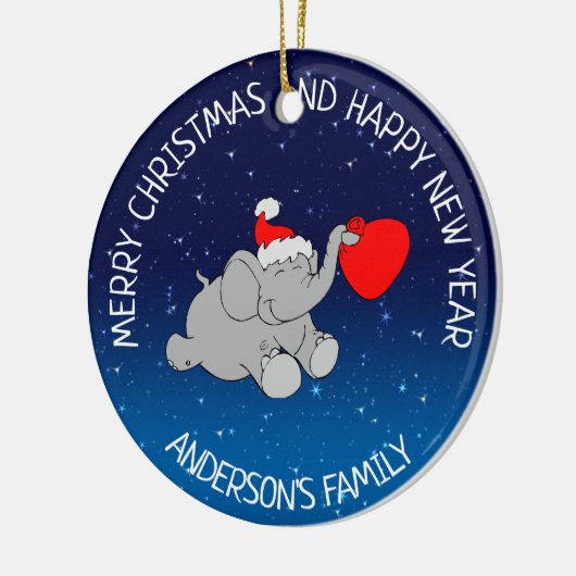 Elephant Santa Keramik Ornament (Links)