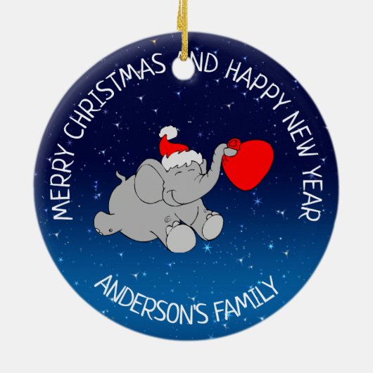 Elephant Santa Keramik Ornament (Hinten)