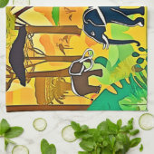 Elephant Savanna Jungle Art Geschirrtuch (Gefaltet)