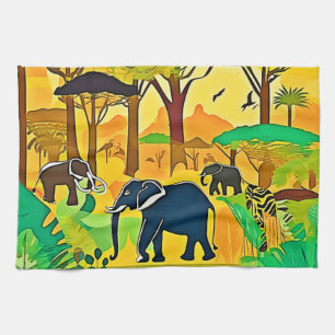 Elephant Savanna Jungle Art Geschirrtuch