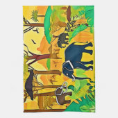 Elephant Savanna Jungle Art Geschirrtuch (Vertikal)