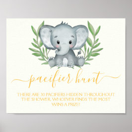 Elephant Schnuller Jagen Neutral Baby Shower Game Poster