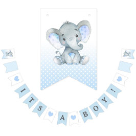 Elephant sein a Boy Bunting Fahnen Banner blau