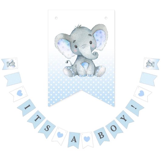 Elephant sein a Boy Bunting Fahnen Banner blau