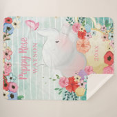 Elephant Sherpa Blanket mit Blume + Individuelle N Sherpadecke (Vorderseite (Horizontal))