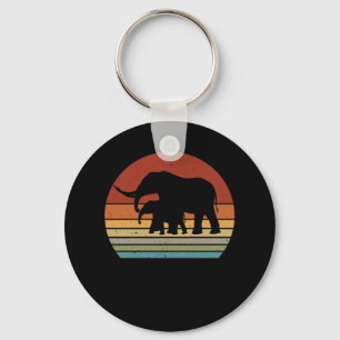 Elephant Shirt Retro Sunset Colors Silhouette Schlüsselanhänger