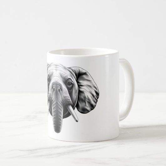 Elephant Siegel Head Black & White Kaffeetasse (VorderseiteRechts)