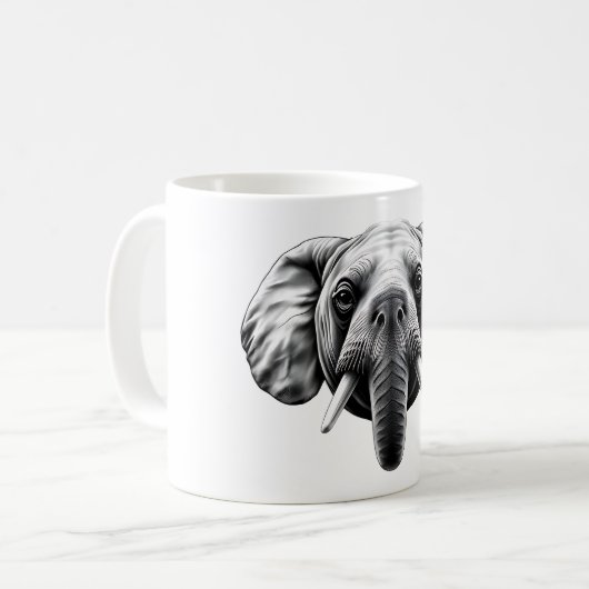 Elephant Siegel Head Black & White Kaffeetasse (Vorderseite Links)
