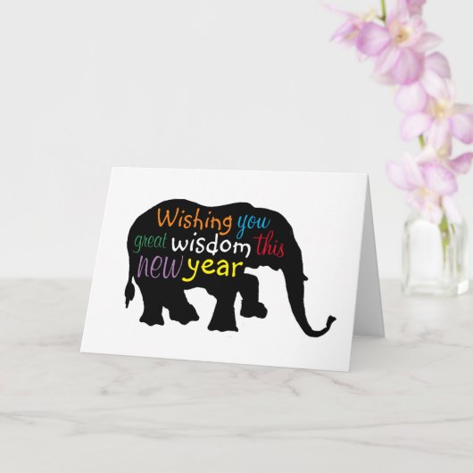 Elephant Silhouette - Any Color - Karte (Orchidee)
