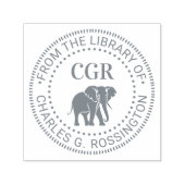 Elephant Silhouette Library Book Name Initials Permastempel (Design)