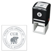 Elephant Silhouette Library Book Name Initials Permastempel (Beispiel)