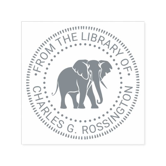 Elephant Silhouette Library Book Name Permastempel (Design)
