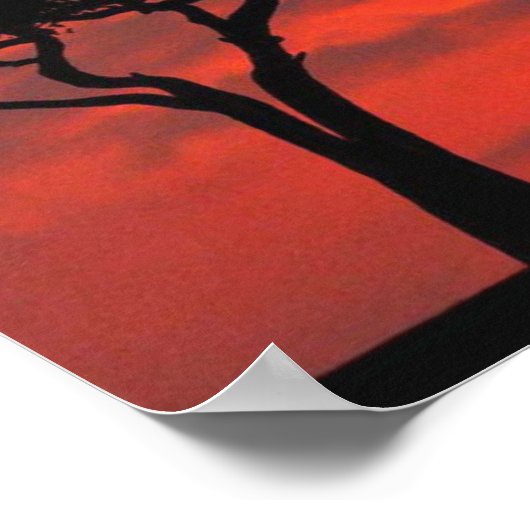 Elephant Silhouette Scene mit Orange Sky Poster (Ecke)