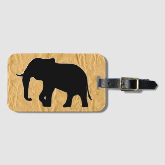 Elephant Silhouette schwarz + Ihre Ideen Gepäckanhänger (Vorderseite (Horizontal))
