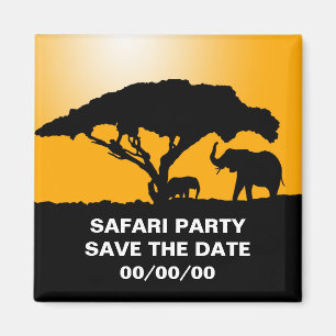 Elephant-Silhouetten bei Sunset Rett-the-Date Magnet