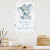 Elephant Silver Glitzer Babydusche Begrüßungszeich Poster (Küche)