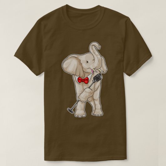 Elephant Singer Microphone Music T-Shirt (Design vorne)