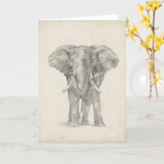 Elephant Sketch Karte (Gelbe Blume)