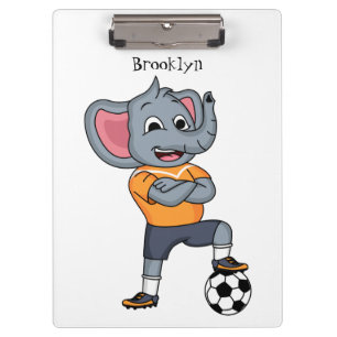 Elephant soccer player cartoon illustration  klemmbrett