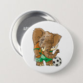 Elephant Soccer Player Funny Sports Animal Button (Vorne & Hinten)
