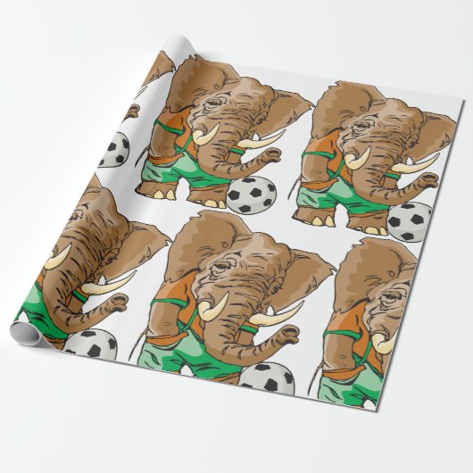 Elephant Soccer Player Funny Sports Animal Geschenkpapier (Ungerollt)