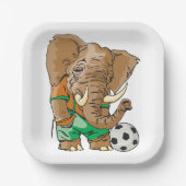 Elephant Soccer Player Funny Sports Animal Pappteller (Vorderseite)