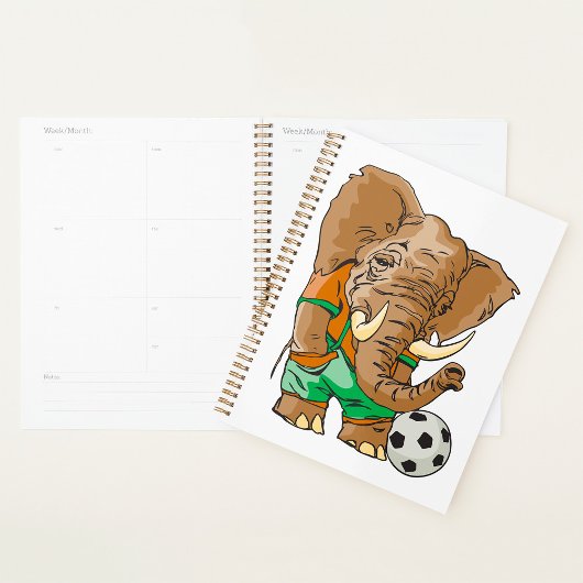 Elephant Soccer Player Funny Sports Animal Planer