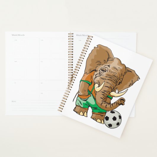 Elephant Soccer Player Funny Sports Animal Planer (Anzeige)