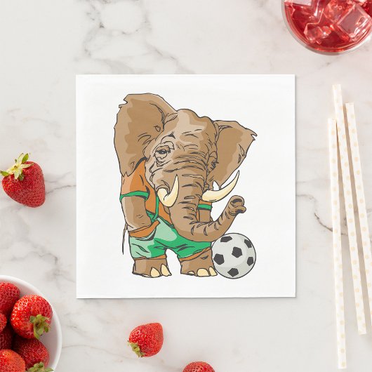 Elephant Soccer Player Funny Sports Animal Serviette