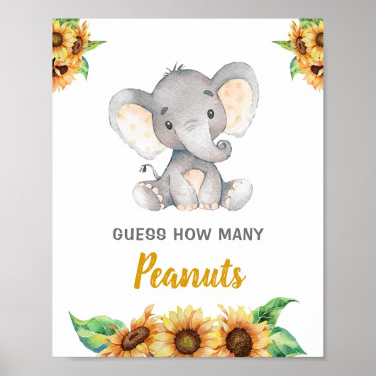 Elephant Sonnenblumen Herbst Schätzung wie viele E Poster (Vorne)