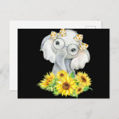 Elephant Sonnenblumengeschenke Feiertagspostkarte (Vorne/Hinten)