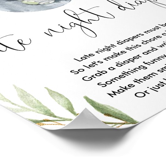 Elephant Spätdiapers Baby Dusche Spiel Poster (Ecke)