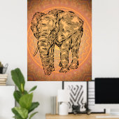 "Elephant Spirit" - Version 2, surreal totem Tier Poster (Heimbüro)