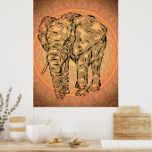 "Elephant Spirit" - Version 2, surreal totem Tier Poster (Küche)