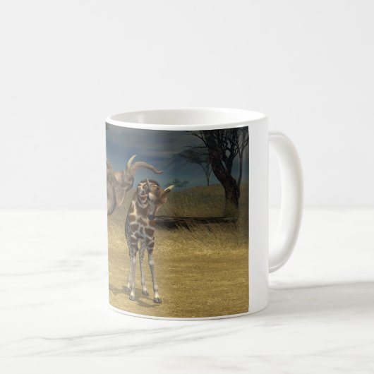 Elephant springt über Giraffe Kaffeetasse (VorderseiteRechts)