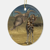 Elephant springt über Giraffe Keramik Ornament (Links)