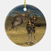 Elephant springt über Giraffe Keramik Ornament (Hinten)