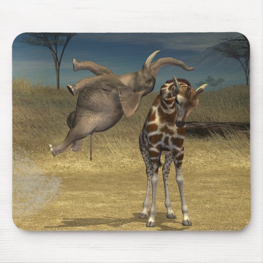 Elephant springt über Giraffe Mousepad (Vorne)